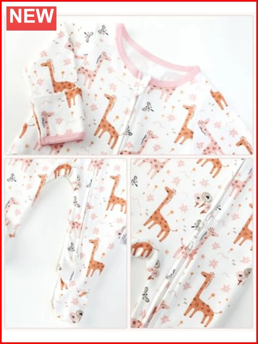Organic Cotton Baby Sleepers 2-Way Zipper Footed Pajamas Newborn 0-9 Months